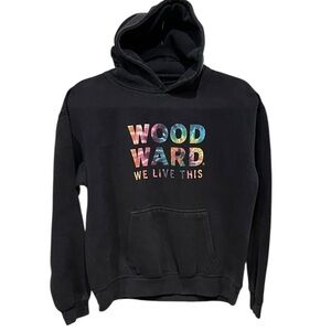 WOODWARD Tie Dye Graphic WE LIVE THIS Hoodie Sweatshirt SZ XXL Black
